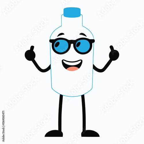 Cool Thumbs-Up Bottle Character with Sunglasses