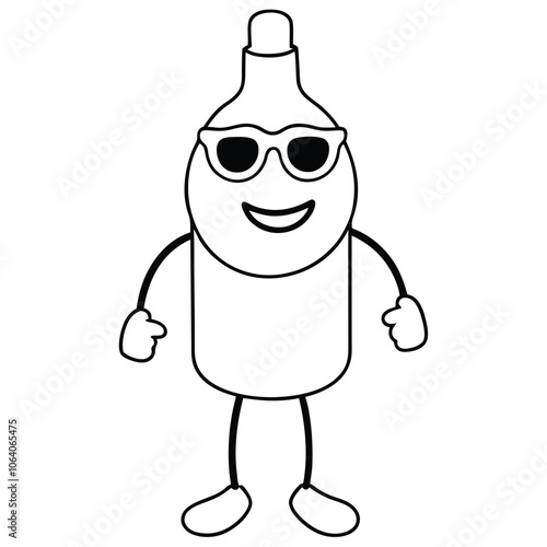 Cool Thumbs-Up Bottle Character with Sunglasses