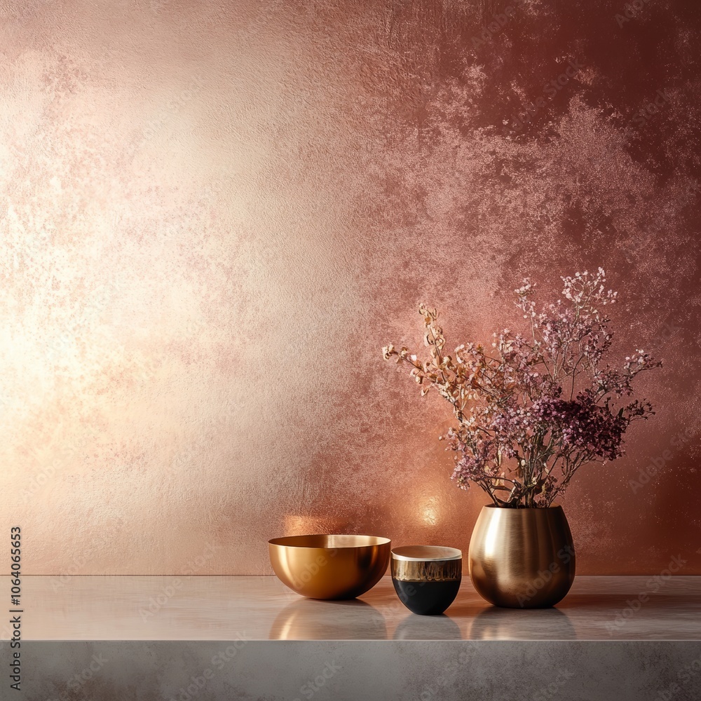 Gentle, rose-gold metallic surface with a subtle, elegant gradient and polished finish