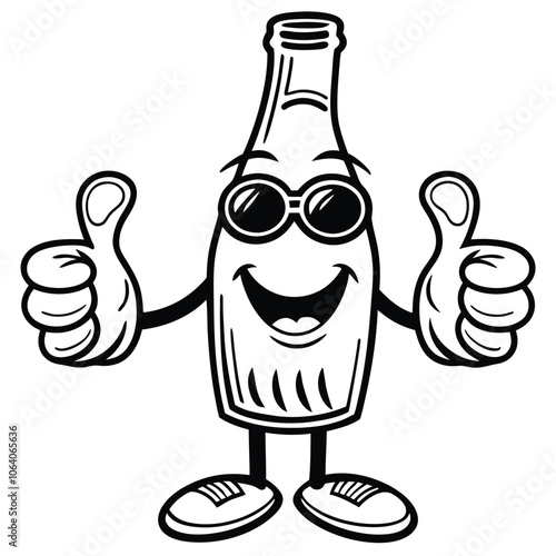 Cool Thumbs-Up Bottle Character with Sunglasses