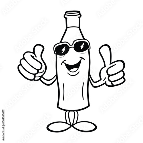 Cool Thumbs-Up Bottle Character with Sunglasses