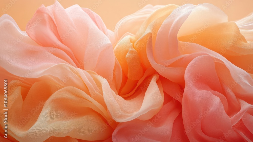 Abstract peach and coral fabric background.