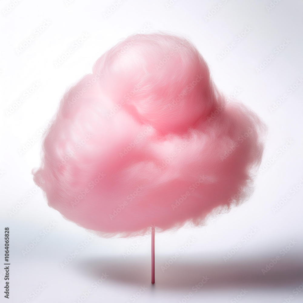 Fototapeta premium Tasty pink cotton candy floating or flying isolated on clean white background