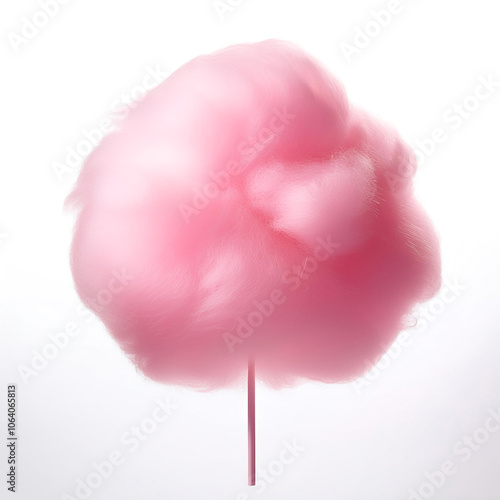 Tasty pink cotton candy floating or flying isolated on clean white background