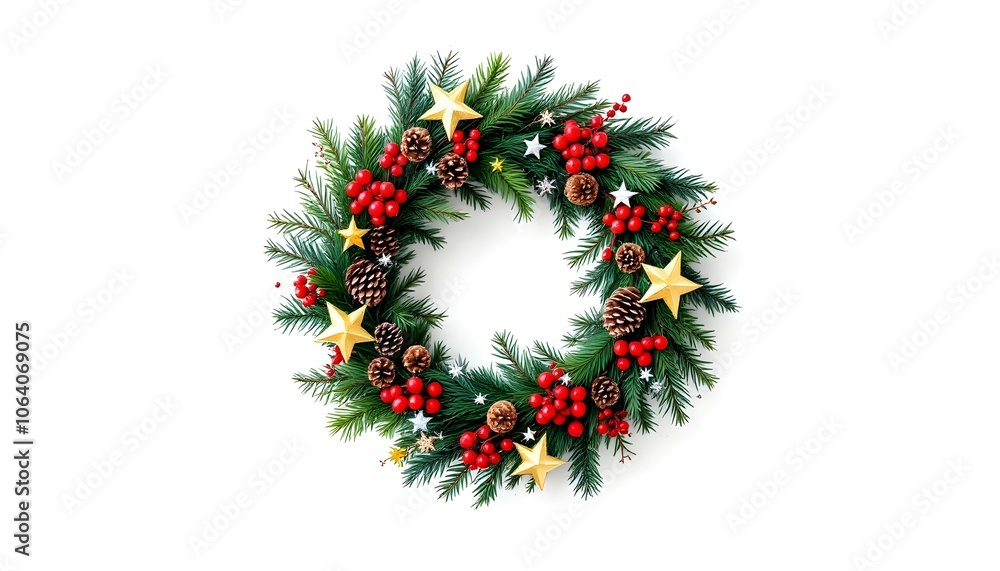 Christmas wreath with glowing Christmas lights. Christmas tree decoration. Holiday fir tree garland. Christmas wreath with glowing Christmas lights. Christmas tree decoration. Holiday fir tree garland.