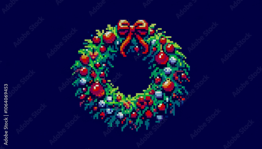 8-bit pixel art style illustration of christmas alphabet letter O 8-bit pixel art style illustration of christmas alphabet letter O