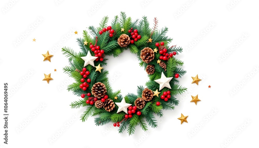 Christmas wreath with glowing Christmas lights. Christmas tree decoration. Holiday fir tree garland. Christmas wreath with glowing Christmas lights. Christmas tree decoration. Holiday fir tree garland.