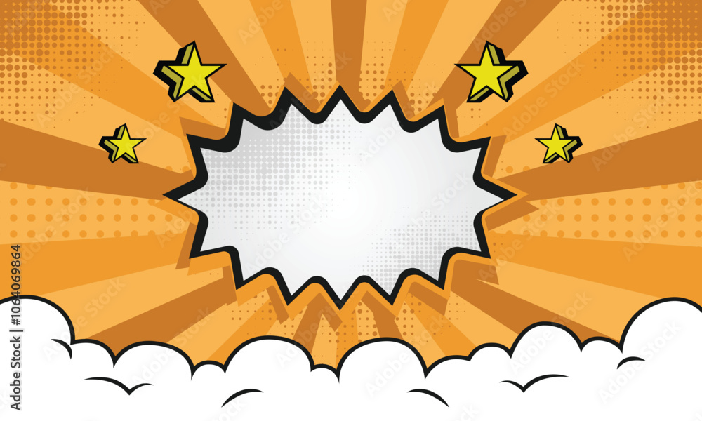 Pop art comic background style with cloud and stars graphic Pop art comic background style with cloud and stars graphic