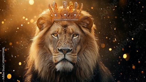 lion portrait on dark background