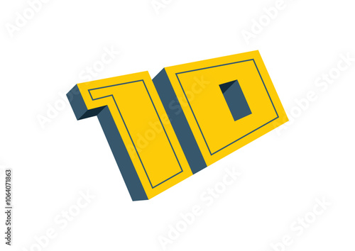 cubic 10 logo. number 10 concept for business, education, economy, technology world. perspective number 10