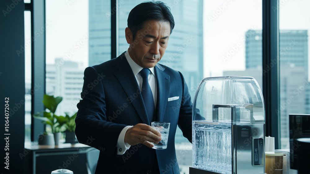 Fototapeta premium オフィスで真剣な表情の日本人男性