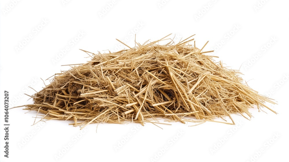 Pile of dry hay on white background texture. Hay is densely packed, light brown color. Freshly cut grass for farm animal food, agriculture, autumn season. Pile of dry hay on white background texture. Hay is densely packed, light brown color. Freshly cut grass for farm animal food, agriculture, autumn season.
