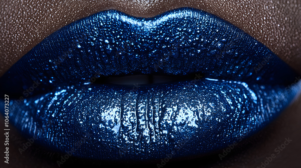 An Extreme Close-Up of Daring Navy Blue Lips Showcasing a Velvety Matte Finish Under Perfect Lighting Conditions for Ultimate Beauty Photography An Extreme Close-Up of Daring Navy Blue Lips Showcasing a Velvety Matte Finish Under Perfect Lighting Conditions for Ultimate Beauty Photography