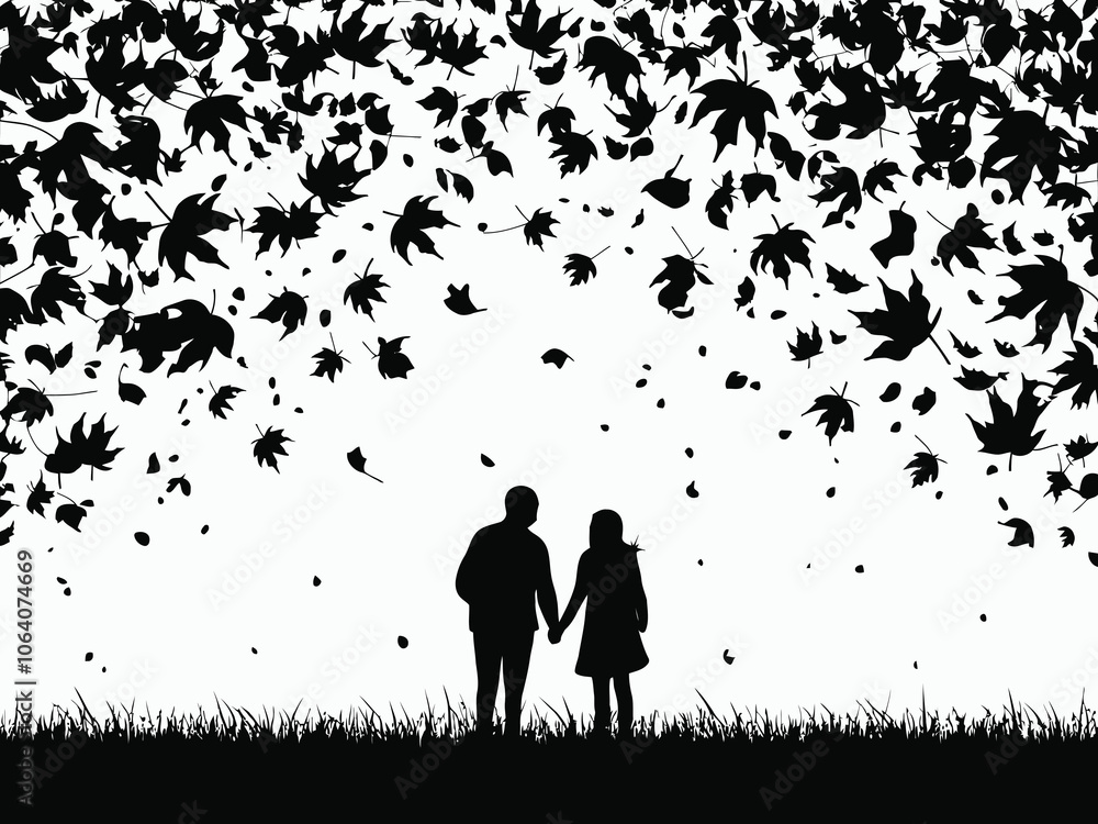 Various Falling Leaves Silhouette Vector Template Illustration Various Falling Leaves Silhouette Vector Template Illustration