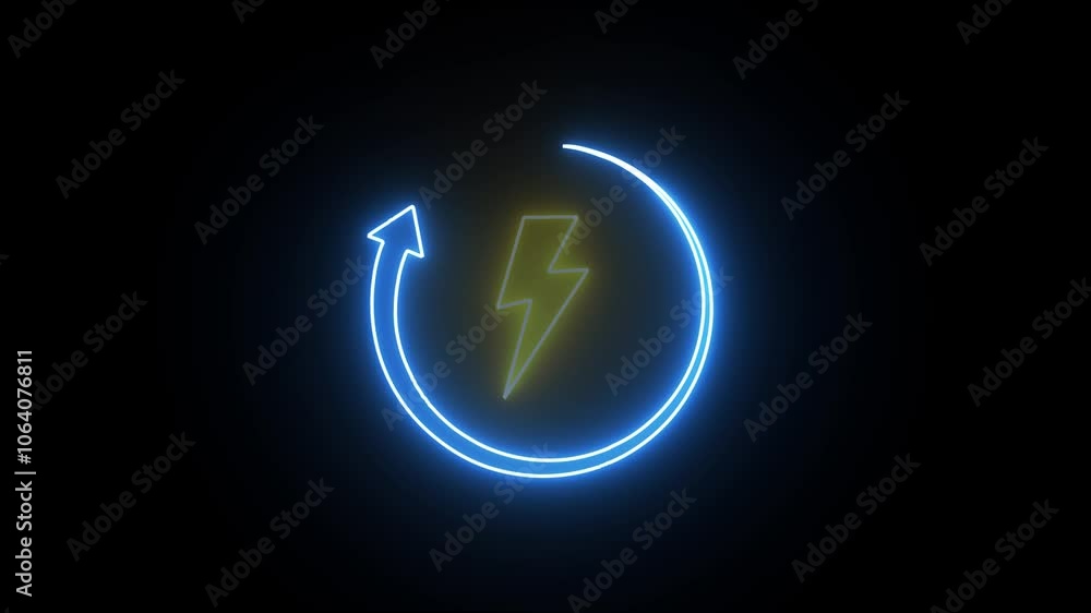 neon charging power lighting animated on black background. neon charging power lighting animated on black background.