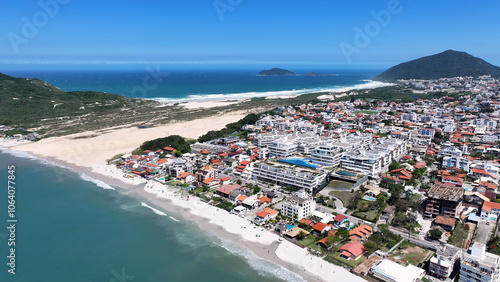 Ingleses Beach At Florianopolis In Santa Catarina Brazil. Beach Landscape. Nature Seascape. Travel Destination. Ingleses Beach At Florianopolis In Santa Catarina Brazil. Turquoise Water. photo