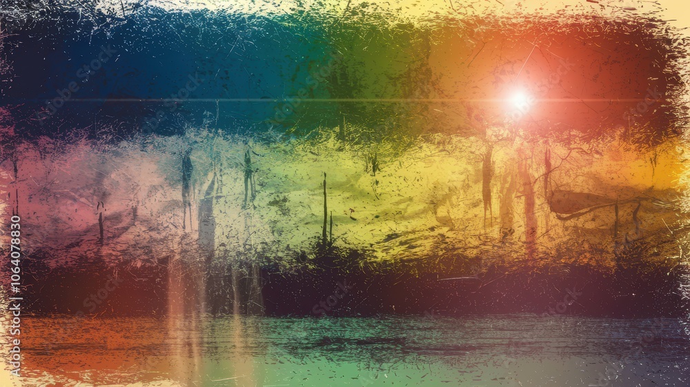Abstract noisy space with vibrant colors, grainy texture, and surreal ambiance Abstract noisy space with vibrant colors, grainy texture, and surreal ambiance