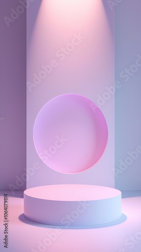 A white pedestal with a pink circle in the middle