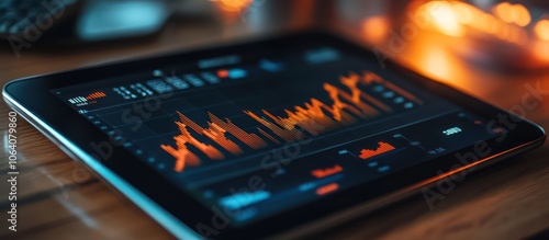 a tablet showing financial charts and data analytics on an investment app