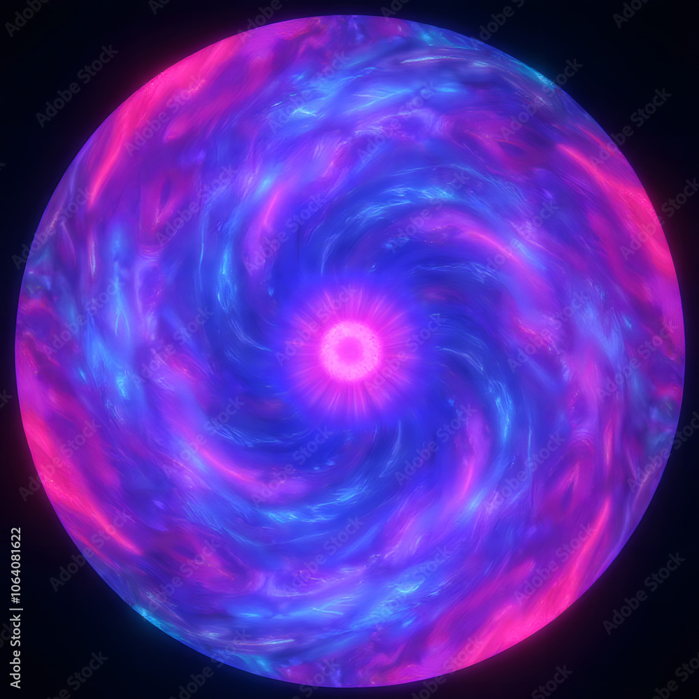 Vibrant neon swirl: abstract cosmic vortex with pink and blue energy waves Vibrant neon swirl: abstract cosmic vortex with pink and blue energy waves