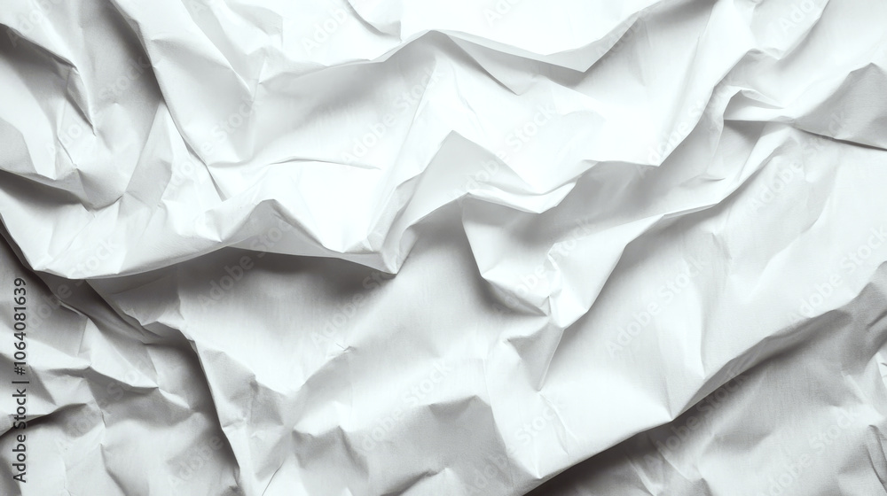 White paper is crumpled and laid out randomly on a flat surface. Concept of texture and abstract art. White paper is crumpled and laid out randomly on a flat surface. Concept of texture and abstract art.