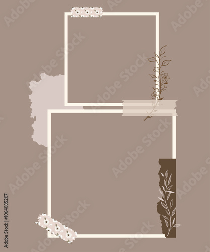 Cozy aesthetic frame, notepad, memo pad, ripped and torn paper edges sticker elements