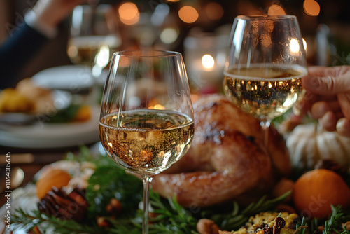 Wallpaper Mural wine glasses clinking in a Thanksgiving toast. Torontodigital.ca