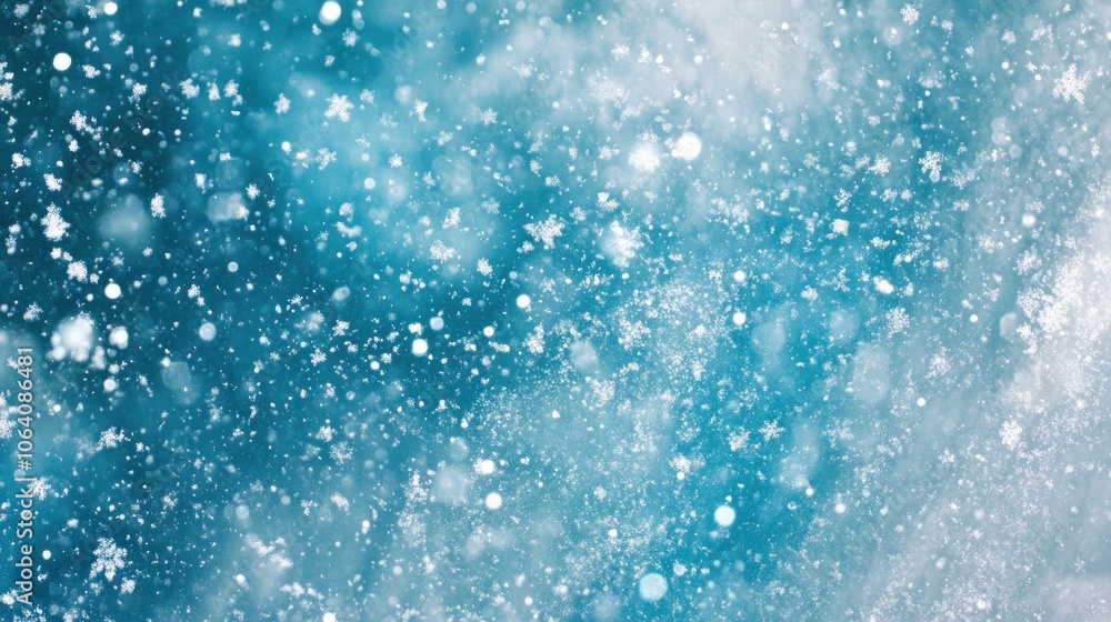 Falling snowflakes and icy particles in a wintery scene. Falling snowflakes and icy particles in a wintery scene.