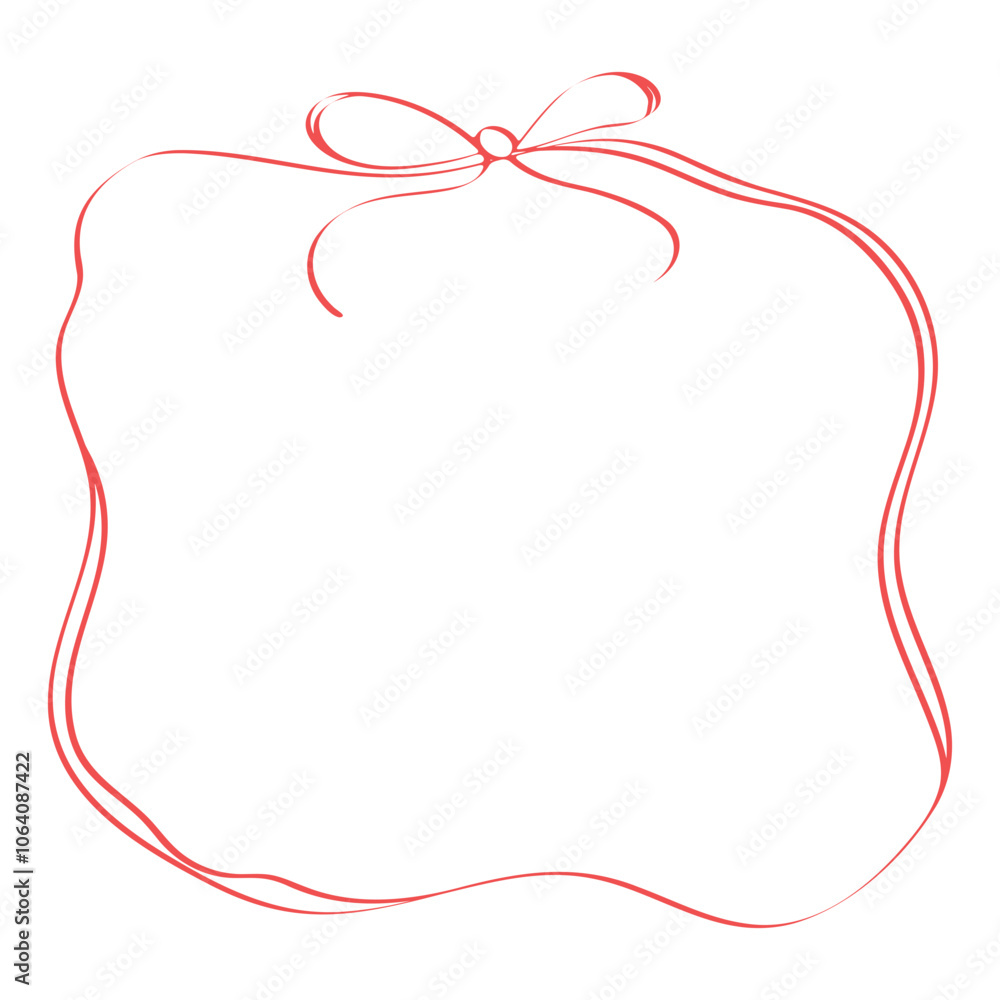 Hand drawn square ribbon and bow text frame Hand drawn square ribbon and bow text frame