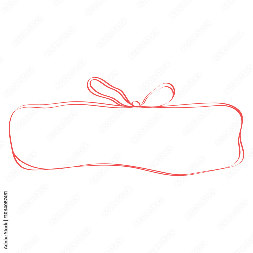 Rectangular hand drawn ribbon and bow text frame Rectangular hand drawn ribbon and bow text frame