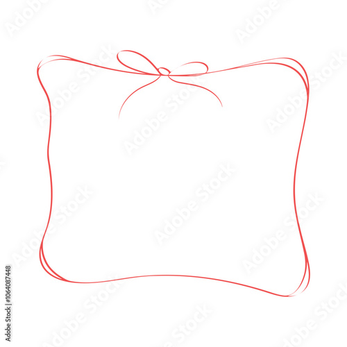 Hand drawn square ribbon and bow text frame