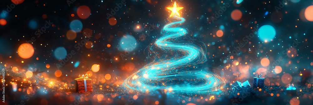Abstract Christmas Tree with Lights and Gifts Abstract Christmas Tree with Lights and Gifts
