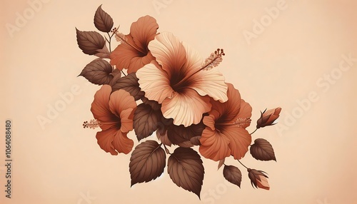 innamon Hibiscus Bloom background,Generative AI photo