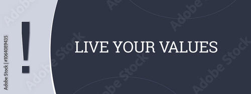 Live Your Values.. A blue banner illustration with white text.