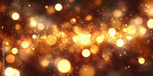 Golden bokeh background with warm glowing light and sparkling particles