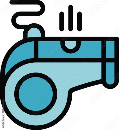 Blue whistle blowing making a loud, high pitched sound