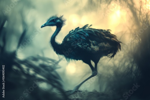 Creative photography concept featuring unique and quirky emu birds in artistic settings photo