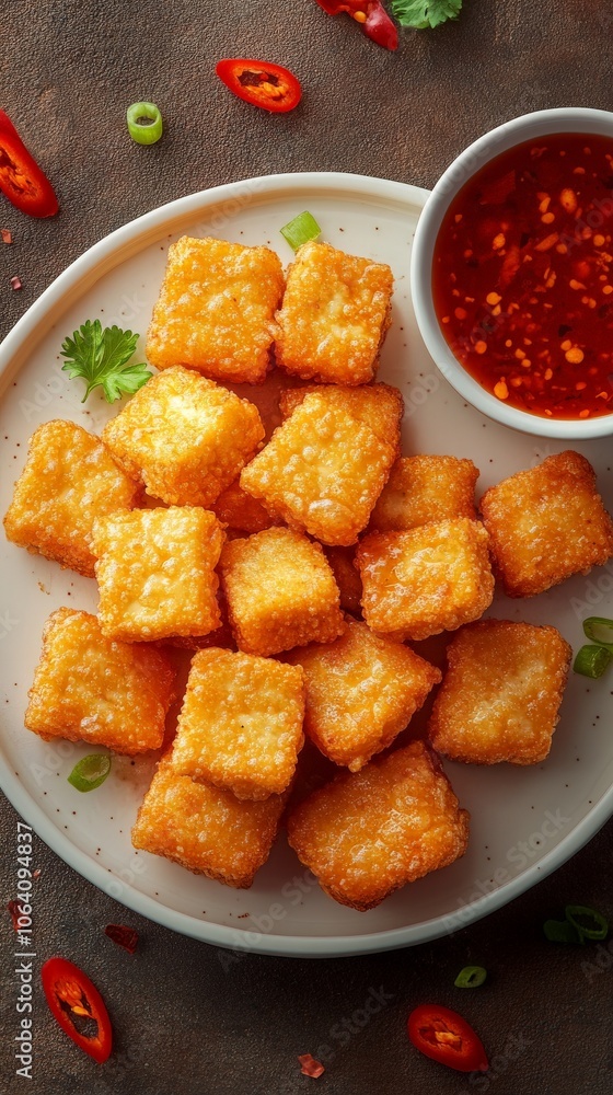 Crispy Fried Snacks with Spicy Dipping Sauce Crispy Fried Snacks with Spicy Dipping Sauce