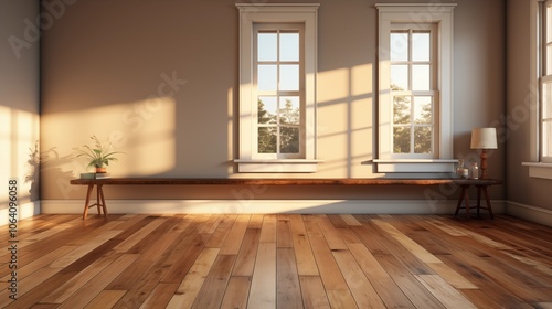 Clean, empty space with wooden floors, a blank wall, and sunlight from the window, ideal for creative interior design ideas.