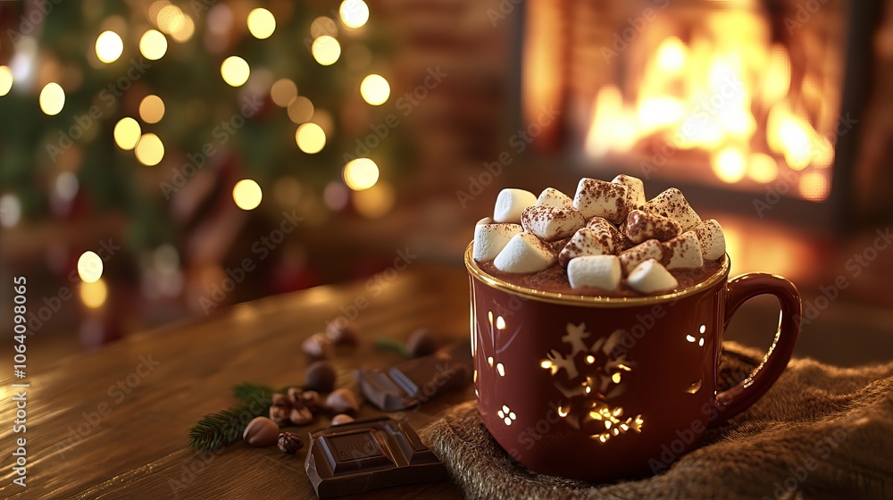 Warm yourself by the crackling fireplace with a comforting mug of cocoa, topped with fluffy marshmallows and rich chocolate shavings. Warm yourself by the crackling fireplace with a comforting mug of cocoa, topped with fluffy marshmallows and rich chocolate shavings.