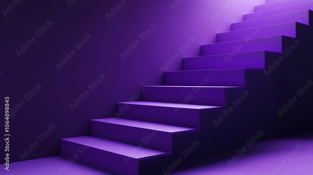 Purple stairs with gradient lighting effect Purple stairs with gradient lighting effect