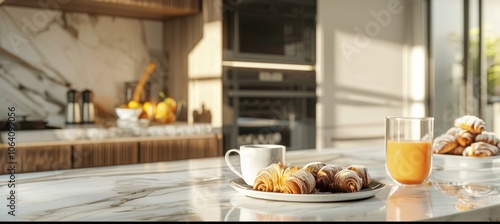 Wallpaper Mural Chic Breakfast Spread: Hot Chocolate and Pastries in a Modern Kitchen for Elegant Design Torontodigital.ca