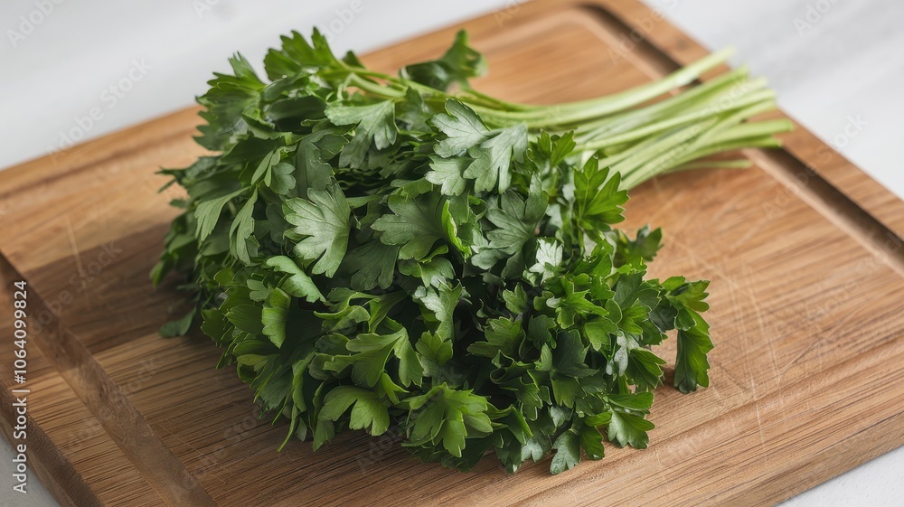 Close-up of freshly chopped green parsley leaves, culinary garnish Close-up of freshly chopped green parsley leaves, culinary garnish