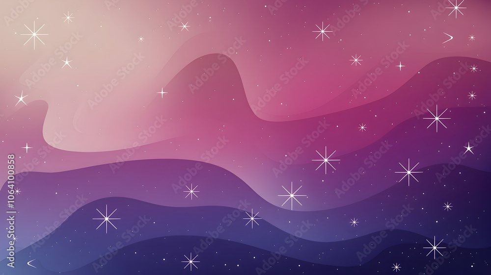 Fototapeta premium Soft pink and purple gradient with tiny stars, dreamy atmosphere
