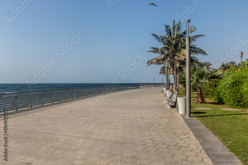 View of corniche promenade in Jeddah, Saudi Arabia