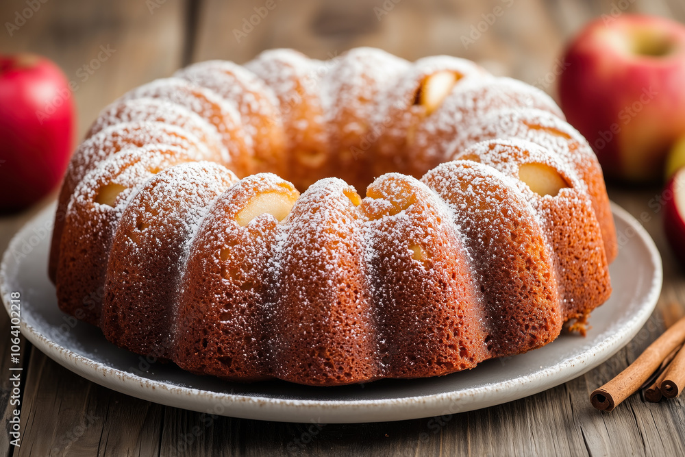 Classic apple bundt cake with powdered sugar Classic apple bundt cake with powdered sugar