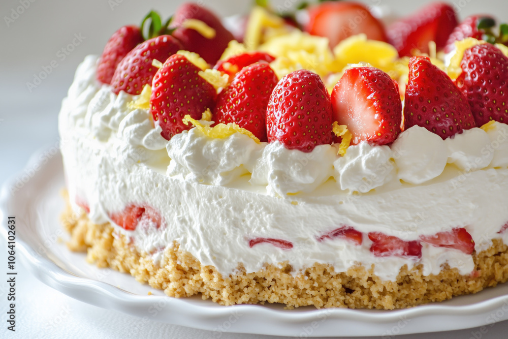 Strawberry lemon cheesecake with whipped topping Strawberry lemon cheesecake with whipped topping