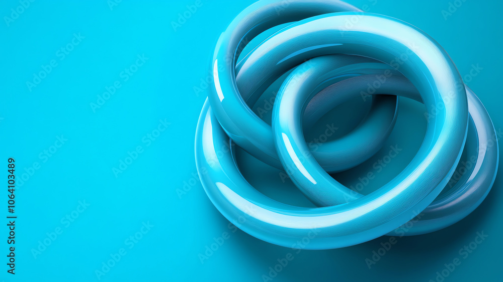 Blue intertwined rings on light background, abstract composition Blue intertwined rings on light background, abstract composition