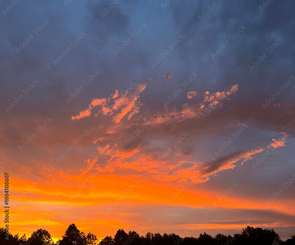 beautiful dark blue sky with orange sunset clouds beautiful dark blue sky with orange sunset clouds