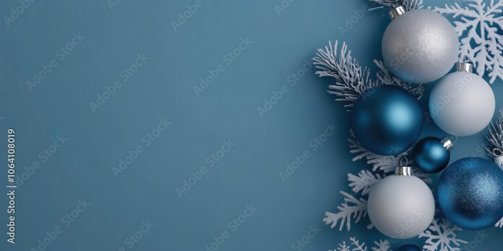 beautiful blue christmas balls banner with text space beautiful blue christmas balls banner with text space